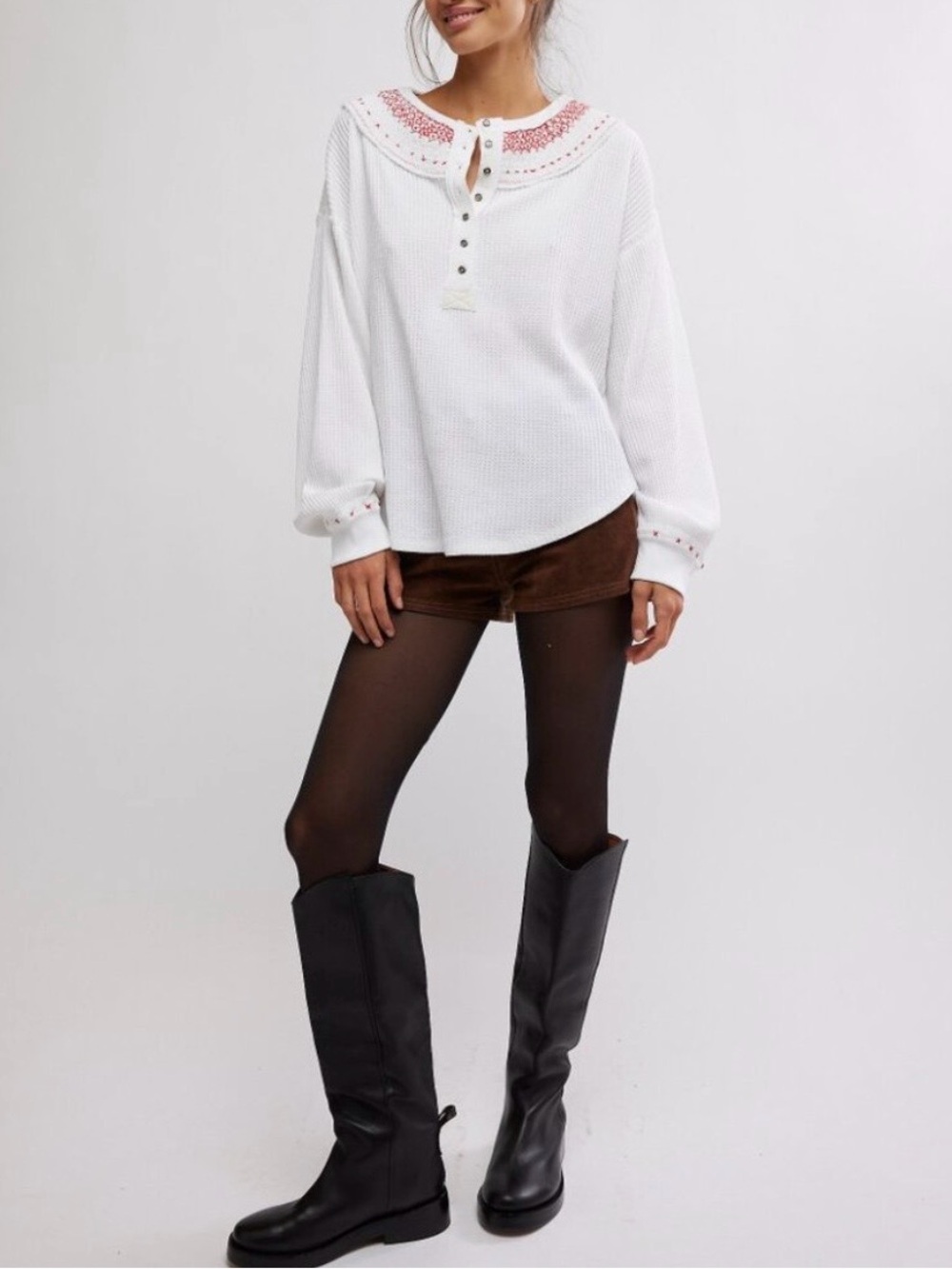 We The Free White Embroidered Top